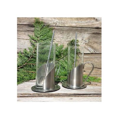 Colher Canudo em Aço Inox Prata para Drinks 20cm
