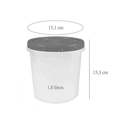 Porta Mantimentos Tampa Rosca Pote Tapioca Branco 1,8L
