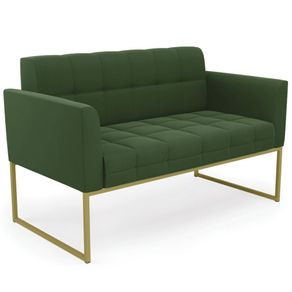 Sofá Namoradeira Base Industrial Dourado Ana Suede Verde - Ibiza