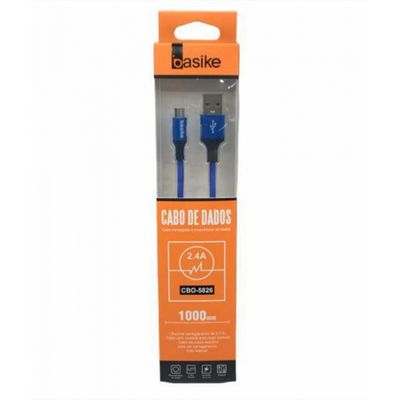 Cabos de Dados Basike 1M V8 2.4A Nylon ultra resistente 5826