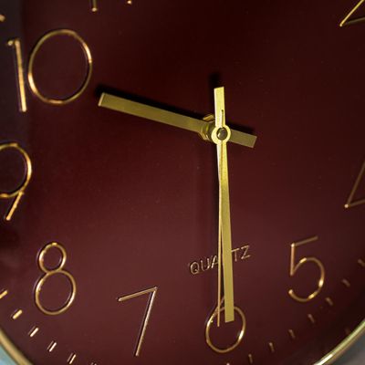 Relógio de Parede Yazi Cromado Requinte Dourado
