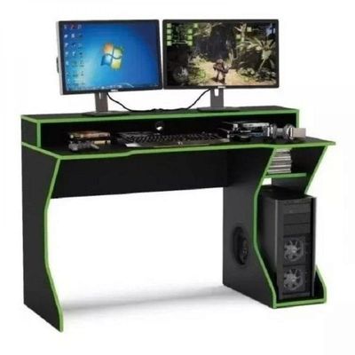 Mesa Gamer Preto e Verde Fremont Politorno