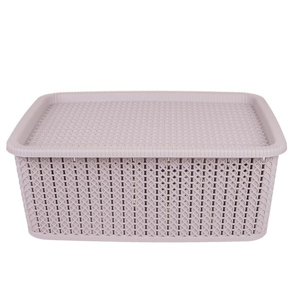 Caixa Organizadora 12.5L com Tampa São Bernardo Rattan OR24 Concreto