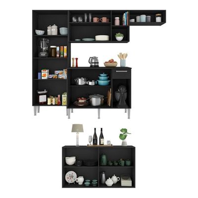 Cozinha Completa C/ Aparador Paris Multimóveis Preta
