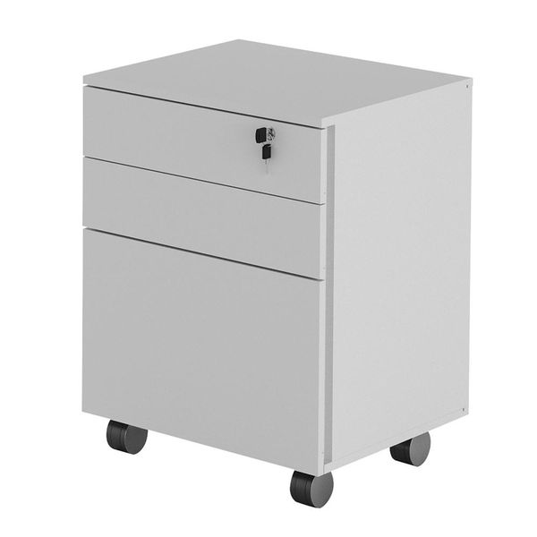 Gaveteiro com Chave para Escritório Home Office ME4148 MDP Branco - Gran Belo