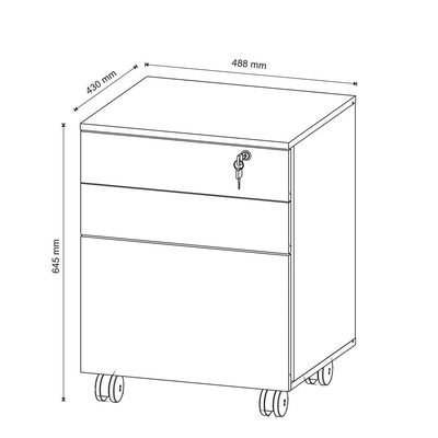 Gaveteiro com Chave para Escritório Home Office ME4148 MDP Branco - Gran Belo