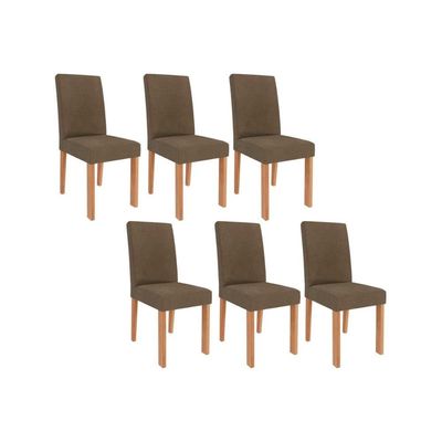 Cadeira Sala de Jantar Maia Kit 6 Un Cinamomo/Suede Mascavo Chocolate - Cimol