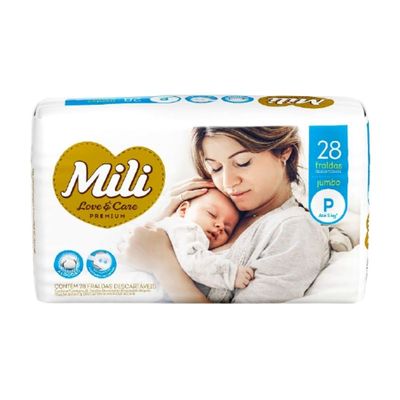 Fralda Descartável Mili Love & Care Tamanho P 4 Pacotes com 28 Total 112 fraldas
