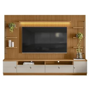 Rack com Painel Ripado para TV 75 Pol. 268cm Golden L06 Nature/Off White - Mpozenato