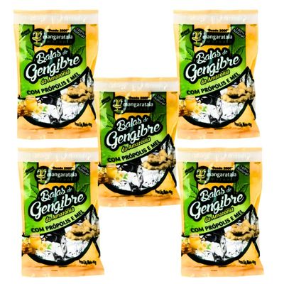 Balas de Gengibre da Amazônia com Própolis e Mel  - 5 pacotes de 40 g - 100% natural