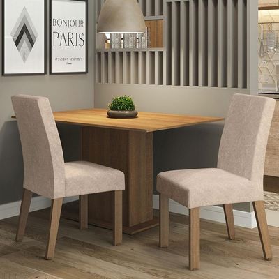Mesa Tampo De Madeira Com 2 Cadeiras Rustic/Imperial