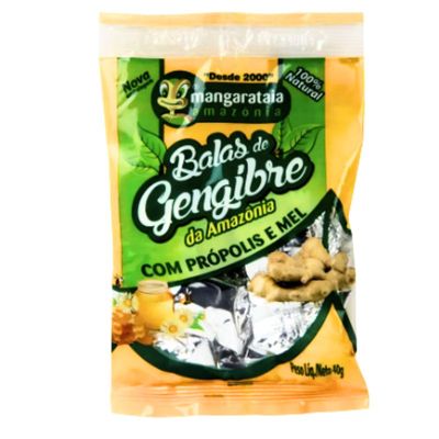 Balas de Gengibre da Amazônia com Própolis e Mel  - 2 pacotes de 40 g - 100% natural