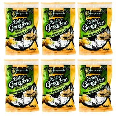 Balas de Gengibre da Amazônia com Própolis e Mel  - 6 pacotes de 40 g - 100% natural