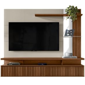 Painel para TV 60 Pol com Bancada Suspensa 182cm Mogi L05 Freijó Off White - Lyam Decor