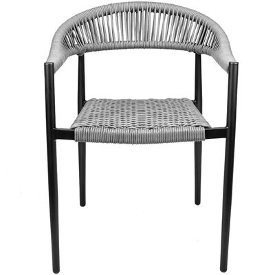 Cadeira Decorativa Para Área Gourmet Base Preto Corda Náutica Nevada R01 Chumbo - Lyam Decor