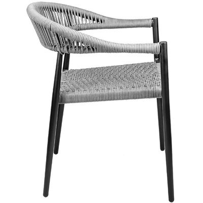 Cadeira Decorativa Para Área Gourmet Base Preto Corda Náutica Nevada R01 Chumbo - Lyam Decor