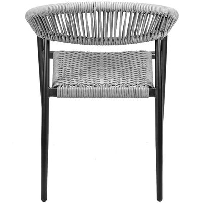 Cadeira Decorativa Para Área Gourmet Base Preto Corda Náutica Nevada R01 Chumbo - Lyam Decor