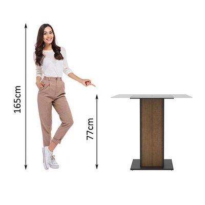 Mesa Madesa Quadrada com Tampo de Vidro 5332a Preto e Rustic
