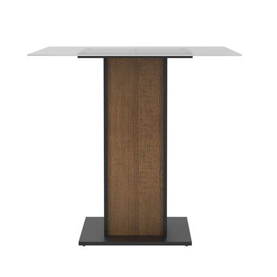 Mesa Madesa Quadrada com Tampo de Vidro 5332a Preto e Rustic