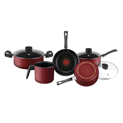 Conjunto de Panelas Antiaderente 5 Peças Rochedo Limpa Fácil Vermelho