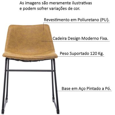 Cadeira Decorativa Sala de Estar Recepção Fixa Maia PU Sintético Caramelo - Gran Belo