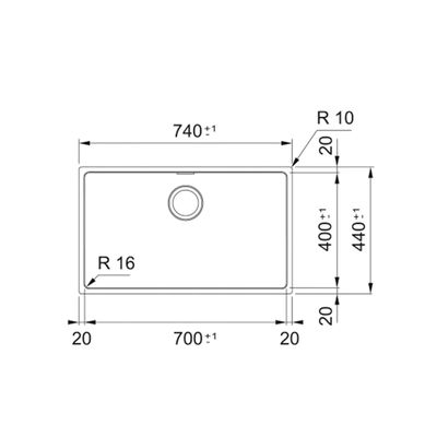 CUBA FRANKE DE EMBUTIR E SOBREPOR EM AÇO INOX LINEA 70 70X40CM 18544