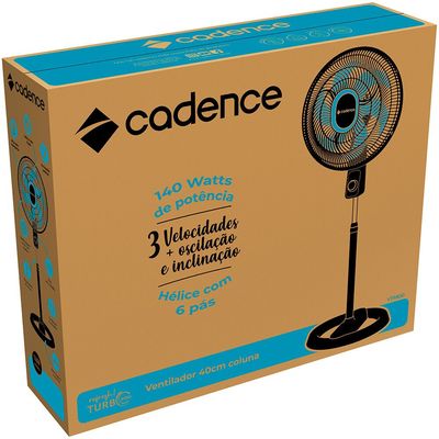 Ventilador de Coluna Cadence Refresh Turbo Pro, 40 cm, 140 W - VTR830 Preto / 220V