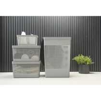 Kit De Cesto Organizador Grid Preto Com Tampa 02 Peças