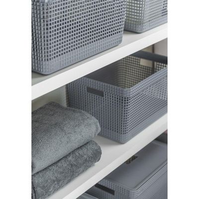 Kit De Cesto Organizador Grid Preto Com Tampa 02 Peças