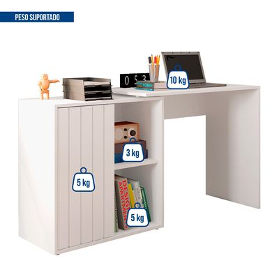 Escrivaninha para Escritório com 1 Porta Ripada Tech Caemmun Branco