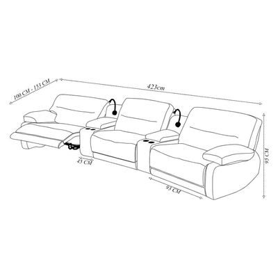 Sofá Decorativo Swift c/Porta Copos Baú Cooler Reclinável Retrátil Linho OffWhite G81 - Gran Belo