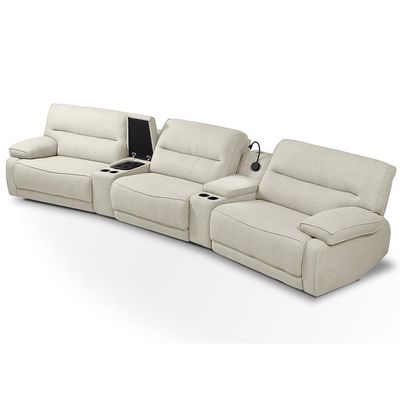 Sofá Decorativo Swift c/Porta Copos Baú Cooler Reclinável Retrátil Linho OffWhite G81 - Gran Belo