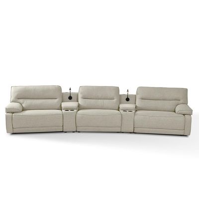 Sofá Decorativo Swift c/Porta Copos Baú Cooler Reclinável Retrátil Linho OffWhite G81 - Gran Belo