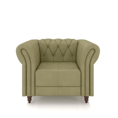 Poltrona Decorativa Sala de Estar Stanford Chesterfield Pés de Madeira Couro Fendi G58 - Gran Belo