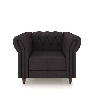 Poltrona Decorativa Sala de Estar Stanford Chesterfield Pés de Madeira Couro Borgonha G58 - Gran Belo