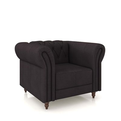 Poltrona Decorativa Sala de Estar Stanford Chesterfield Pés de Madeira Couro Borgonha G58 - Gran Belo