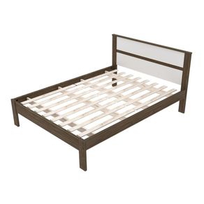 Cama de Casal Madeira CM8005 Nogal/Branco - Tecno Mobili