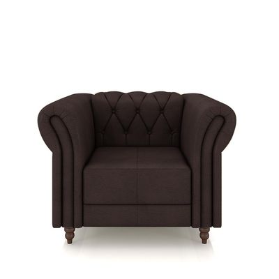 Kit 2 Poltronas Decorativas Sala de Estar Stanford Chesterfield Pés de Madeira Couro Marrom G58 - Gran Belo