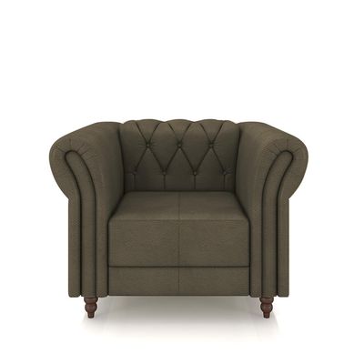 Kit 2 Poltronas Decorativas Sala de Estar Stanford Chesterfield Pés de Madeira Couro Capuccino G58 - Gran Belo