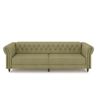 Conjunto Sala de Estar 1 Sofá Living 240cm e 2 Poltronas Stanford Chesterfield Pés Madeira Couro Fendi G58 - Gran Belo