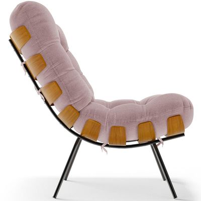 Kit 2 Poltronas Decorativas Sala de Estar Costela L02 Bouclê Rosê - Lyam Decor