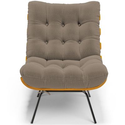 Kit 2 Poltronas Decorativas Sala de Estar Costela L02 Bouclê Bege - Lyam Decor