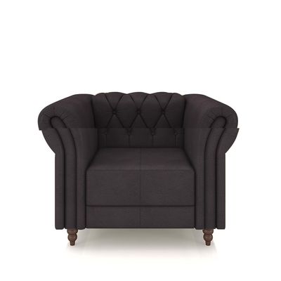 Conjunto Sala de Estar 1 Sofá Living 180cm e 2 Poltronas Stanford Chesterfield Pés Madeira Couro Borgonha G58 - Gran Belo