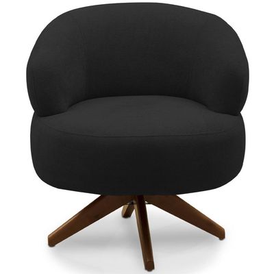 Poltrona Decorativa Giratória Sala de Estar Living Seven F04 Veludo Preto - Lyam Decor