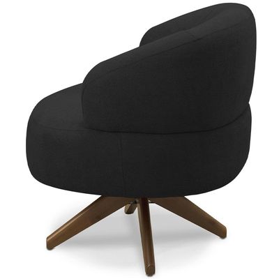Poltrona Decorativa Giratória Sala de Estar Living Seven F04 Veludo Preto - Lyam Decor