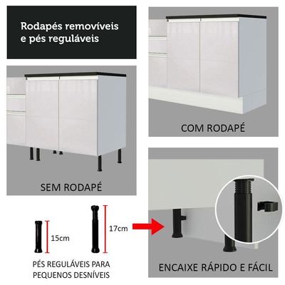 Cozinha Completa Mdf Madesa Acordes Frentes Branco Brilho