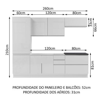 Cozinha Completa Mdf Madesa Acordes Frentes Branco Brilho