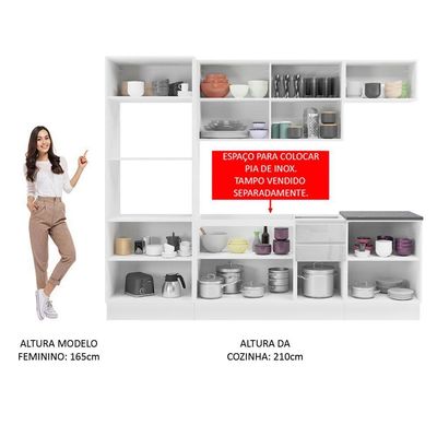 Cozinha Completa Mdf Madesa Acordes Frentes Branco Brilho