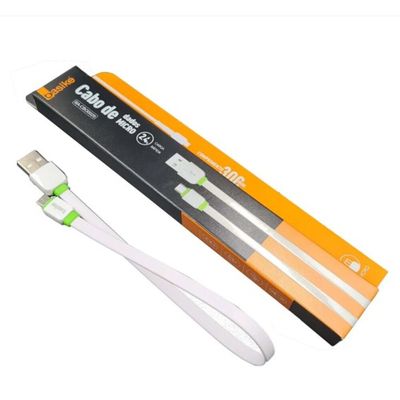 Cabo de dados 2,4A pvc flat V8/USB 1,00mt branco