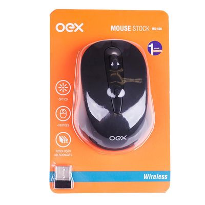 Mouse Óptico sem Fio Oex Stock MS408 Preto